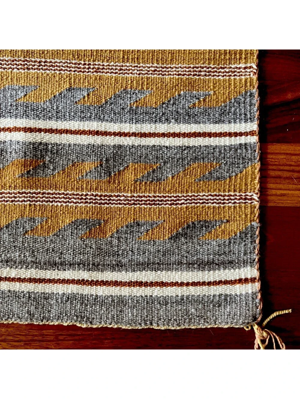 Vintage Navajo Rug Hand Woven Wool Chinle Wide Ruins Banded Textile Southwestern